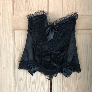 Frederick’s Of Hollywood Black satin and lace corset Large
